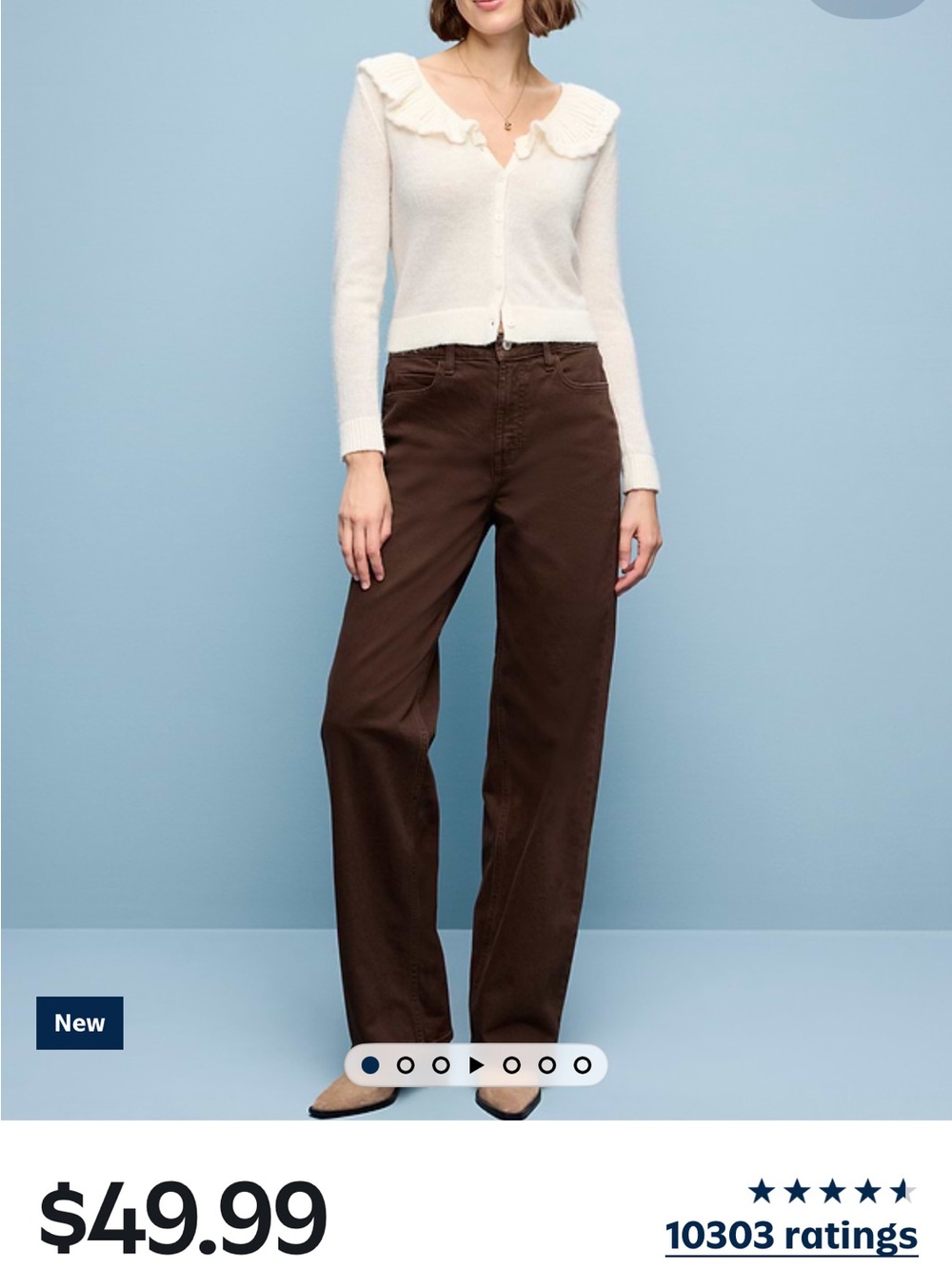 Extra High Waisted Wide-Leg Women's Jeans in Brown